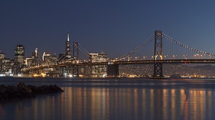 Obraz premium San Francisco Bay Bridge Night Lights