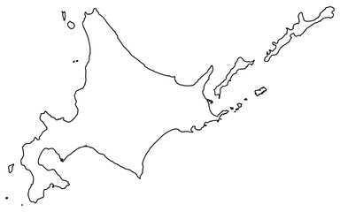 リアルな北海道の地図（線画）