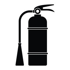 Fire extinguisher vector icon. Perfect for fire safety, emergency equipment, or industrial design themes. Black silhouette isolated on white background.