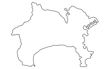 リアルな神奈川の地図（線画）