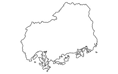 リアルな広島の地図（線画）