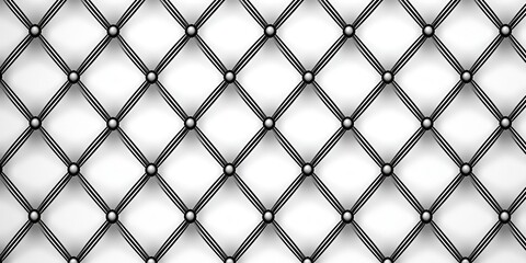 Naklejka premium Vector seamless pattern of wire mesh fence, line art vector illustration on a white background. Black and grey thin lines with geometric shapes in the form of diamonds