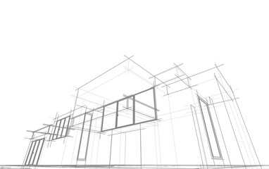 architectural sketch of a house