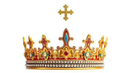 Naklejka premium Papal Tiara, Orthodox Crown, Sacred Crown, Premium PNG Cutout