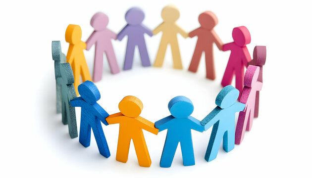 People uniting into a business team, symbolizing cooperation and resource management