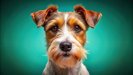 Simple AI terrier portrait, minimalist style dog art.