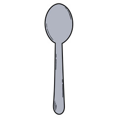 Hand drawn cartoon spoon on white background.
