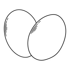 Hand drawn doodle pair of chicken eggs on white background.