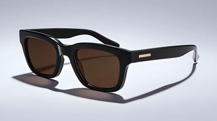 Luxury sport sunglasses feature brown gradient lenses and sleek black frame, showcasing modern eyewear design with polarized lens effect in clean product photography style.