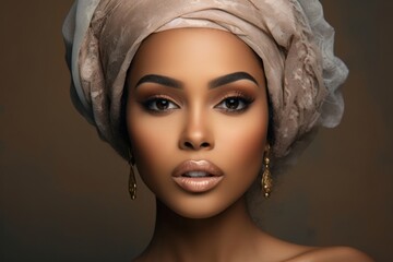 Fototapeta premium Multiracial woman wearing glamourous makeup portrait fashion adult