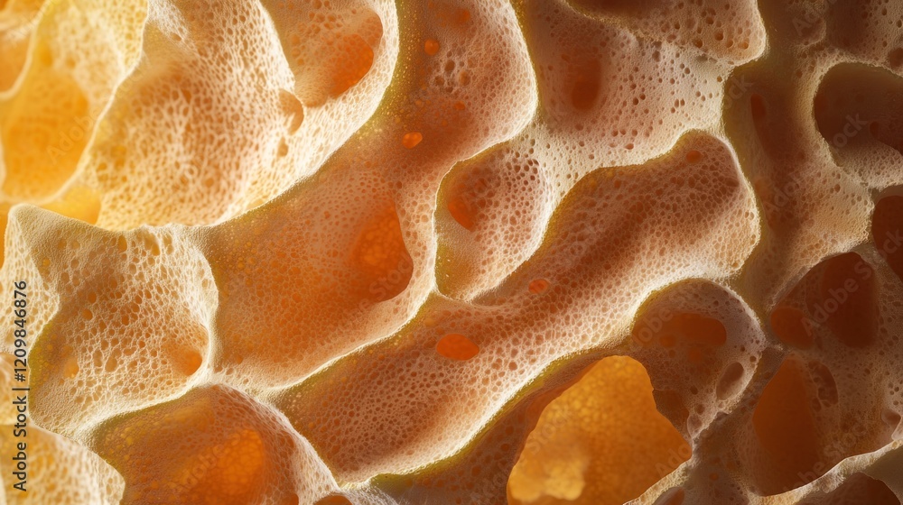Poster abstract honeycomb texture: golden hues and intricate cellular structure