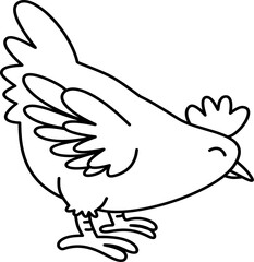 Hand drawn hen cartoon doodle
