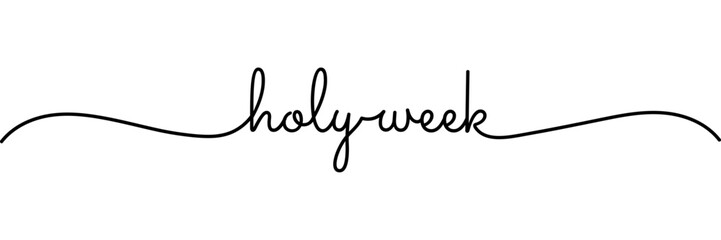 Calligraphic holy week text in ballpoint pen style isolated on white background. Rounded holy week sign in script text with small caps text . Vector Illustration.