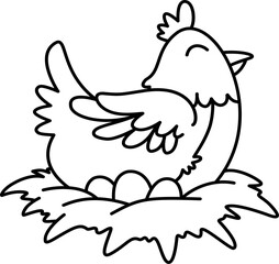 Hand drawn hen cartoon doodle