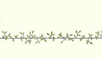 Simple Green Branch Border Design with Leaves