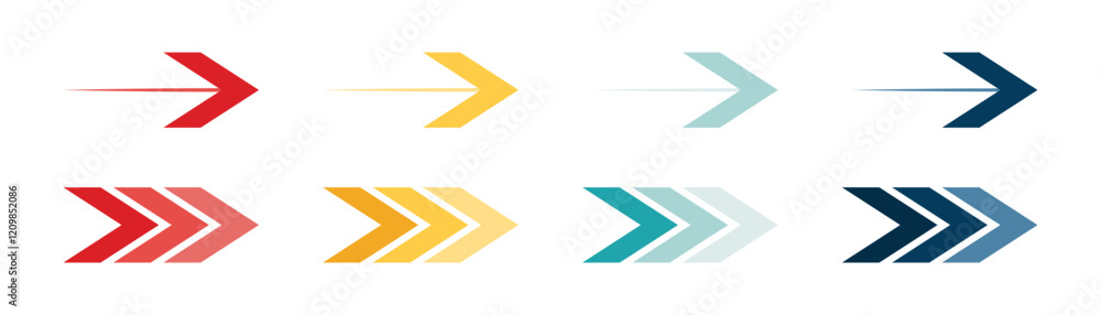 Wall mural arrow icon set. colored arrow symbols. arrow of different types. arrow isolated vector graphic eleme