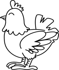 Hand drawn hen cartoon doodle