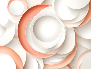 Abstract Composition of Overlapping Circles in Peach and White
