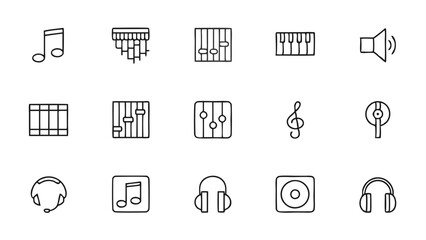 Music Vector Line Icons Set for Creative Designs