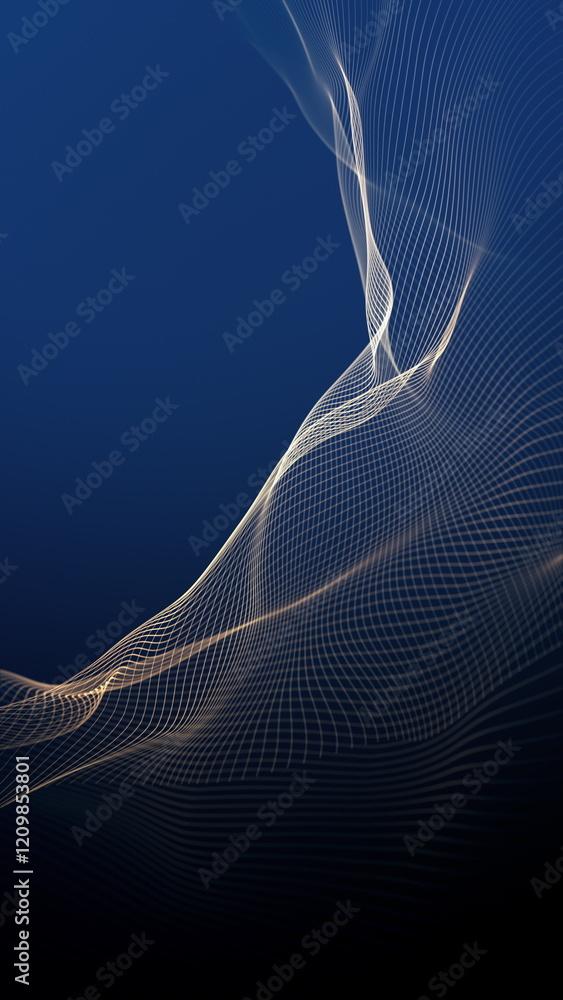 Poster mesmerizing abstract wave pattern featuring beautiful golden lines set on a deep black background