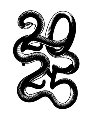 Obraz premium Banner for Chinese New Year 2025 with snake,flowers and lanterns. Greeting card for holiday with symbol of new 2025 year. 