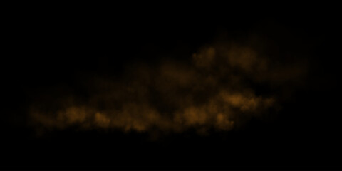 Fog or smoke, orange smog cloud on floor, isolated transparent special effect. Vector illustration, morning fog over land or water surface, magic haze.	
