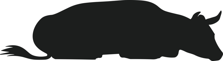 Silhouette of a Resting Cow - Minimalist Animal Vector Illustration