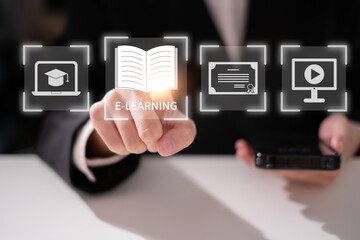 E-learning course cyberspace technology education online computer student school concept