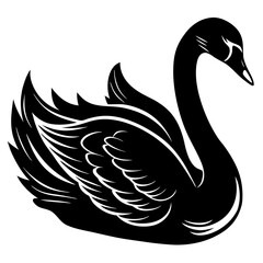 Obraz premium Swan Silhouette vector with white background