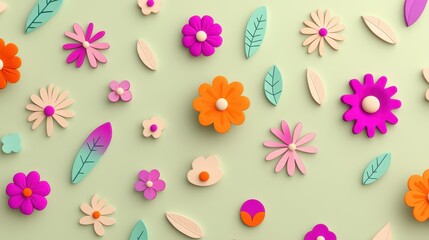 Colorful Floral Pattern on Light Background