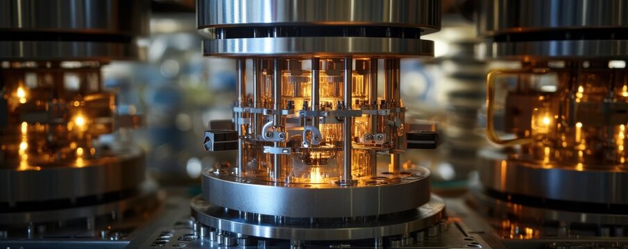 A quantum computer solving complex calculations.