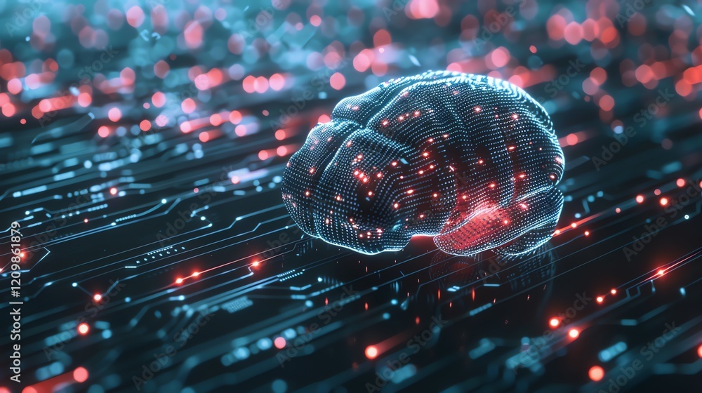 Aufkleber digital representation of a brain on a circuit board.