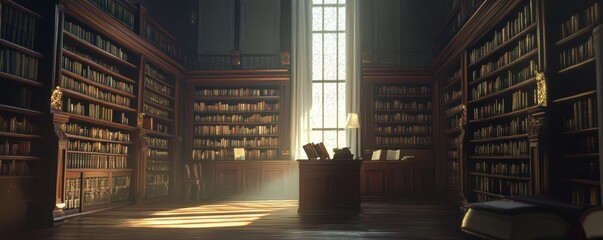 A quiet library with shelves full of books
