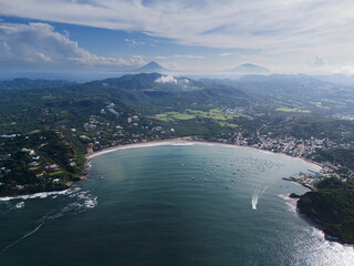 San Juan Del Sur bay on green landscape
