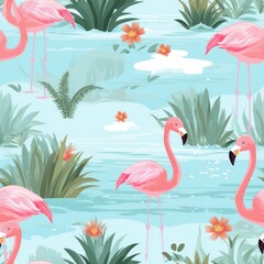 Summer swimswear backgrounds flamingo pattern