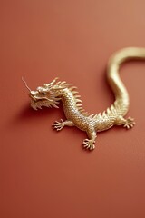 Elegant Minimalist Dragon Decoration for Chinese New Year Celebration, Featuring Delicate Design and Rich Colors Perfect for Festive Occasions and Traditional Commemorations