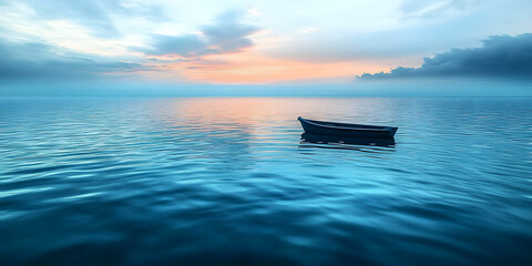 Fototapeta premium The image is of a calm body of water with a blue color