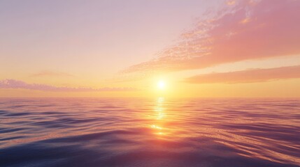Fototapeta premium Bright sunset over calm ocean, peaceful and serene, warm and magical, abstract and vibrant, high detail and beautiful reflections