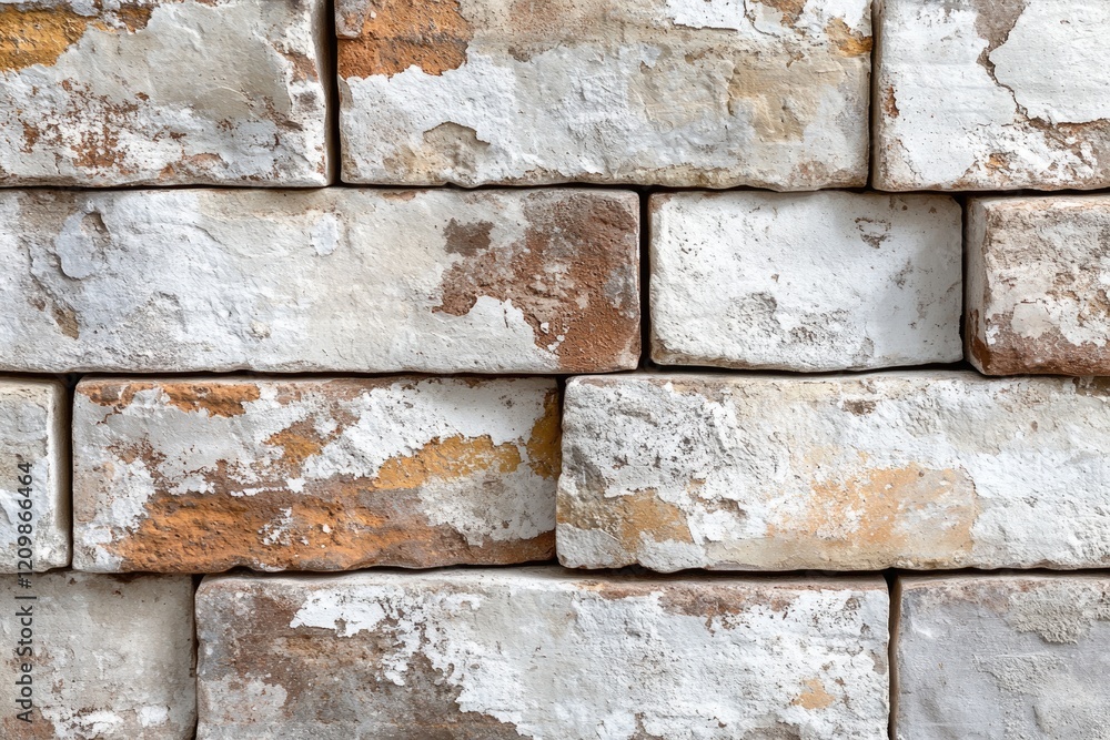 Poster a close-up view of weathered, multi-toned bricks showing age and texture.