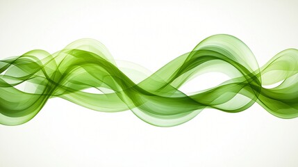 Obraz premium Flowing green abstract wave design on white background with smooth curves and transparent effect