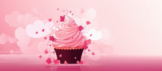 Appetizing strawberry cup cake.