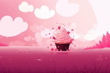 Appetizing strawberry cup cake.