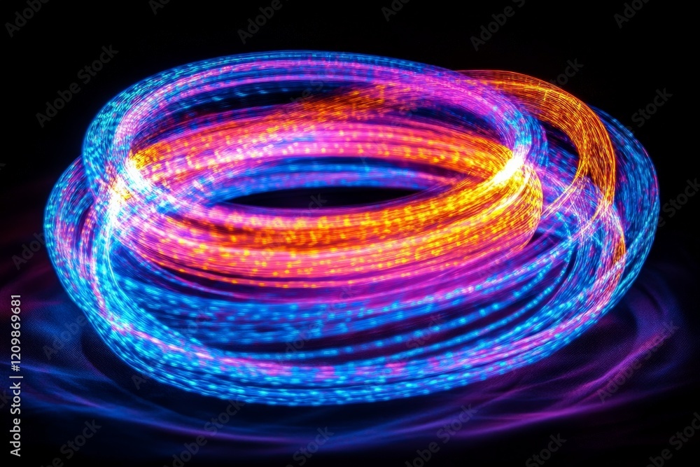 Aufkleber Colorful light trails create mesmerizing patterns in a dark space during a creative light art session
