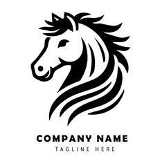horse logo vector template. horse head logo icon vector illustration. black and white logo.