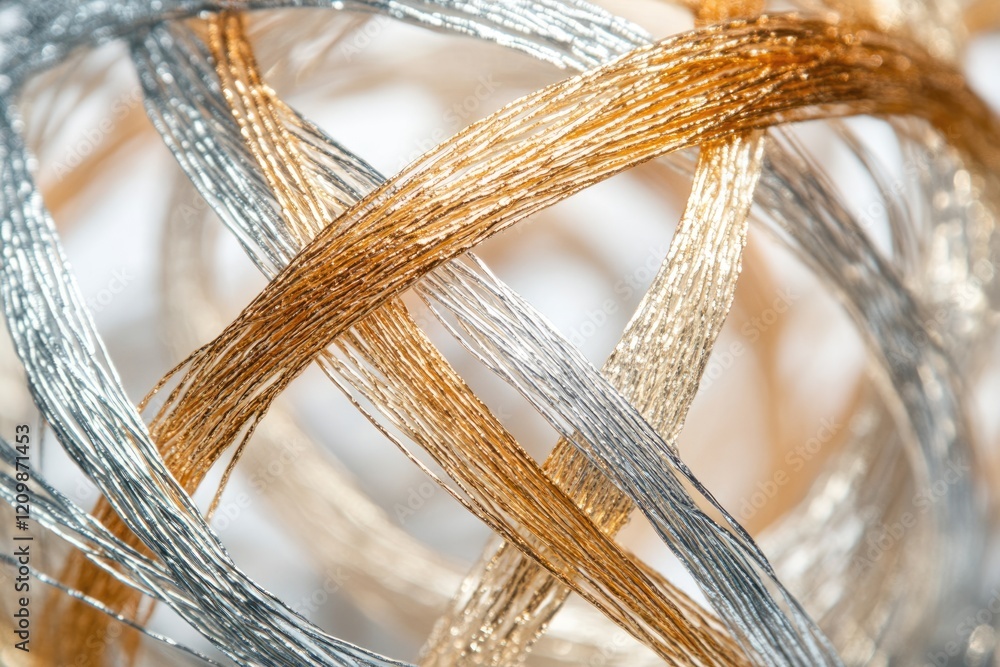 Poster Intricate gold and silver threads intertwine, creating a captivating abstract texture.
