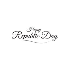 Happy Republic Day Typography with 26 Januaray Text. Hand drawn modern vector calligraphy. Holiday design for greeting card and Social Media Cover. Vector illustration. EPS 10/AI