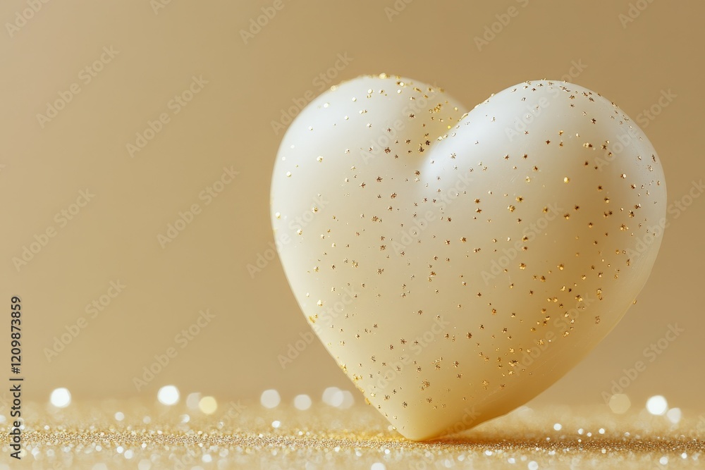 Aufkleber decorative heart-shaped object with golden glitter against a soft background