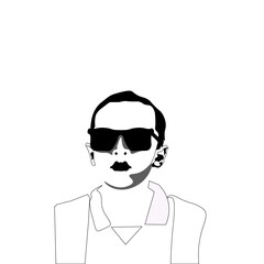 an illustration a baby with black sun glasses 
