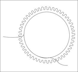 One continuous line drawing of gears machine work. single line of teamwork concept drawing.  gears moving illustration. editable stroke