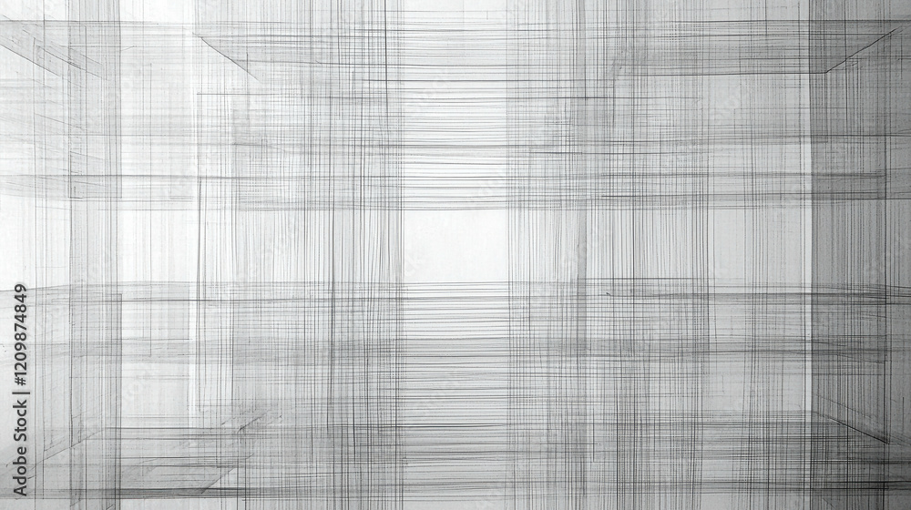 Aufkleber abstract monochrome design featuring interwoven lines and grids in a minimalist style